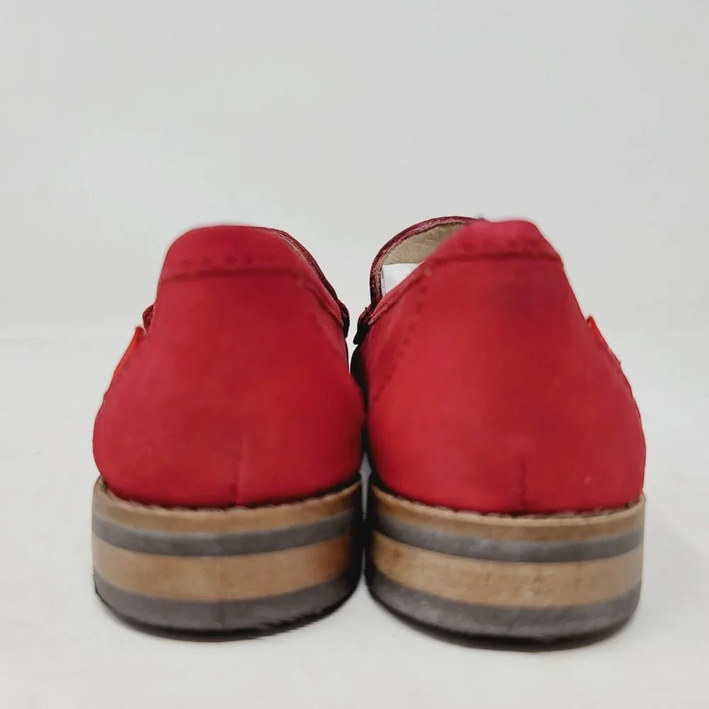 MARC JOSEPH MADISON girls Loafers Sz 11 M nubuck Red leather casual shoes‎